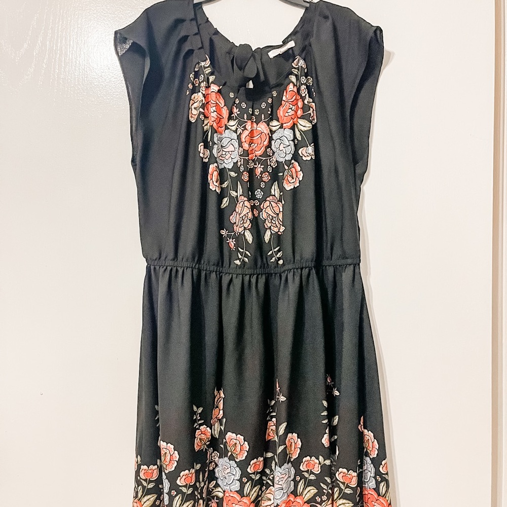 Lauren Conrad flowy floral and black dress
